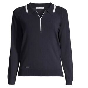 L'Etoile Sport Long Sleeve Knit Golf Polo in Navy NEW NWT